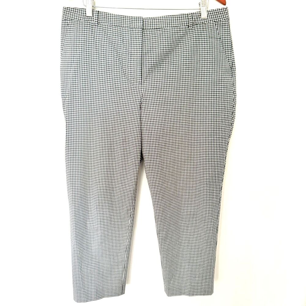 Talbots Black White Gingham Ankle Pants Stretch Cotton Blend Lightweight Fit 14